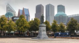 Cityscape of The Hague viewed from Het Plein The Square