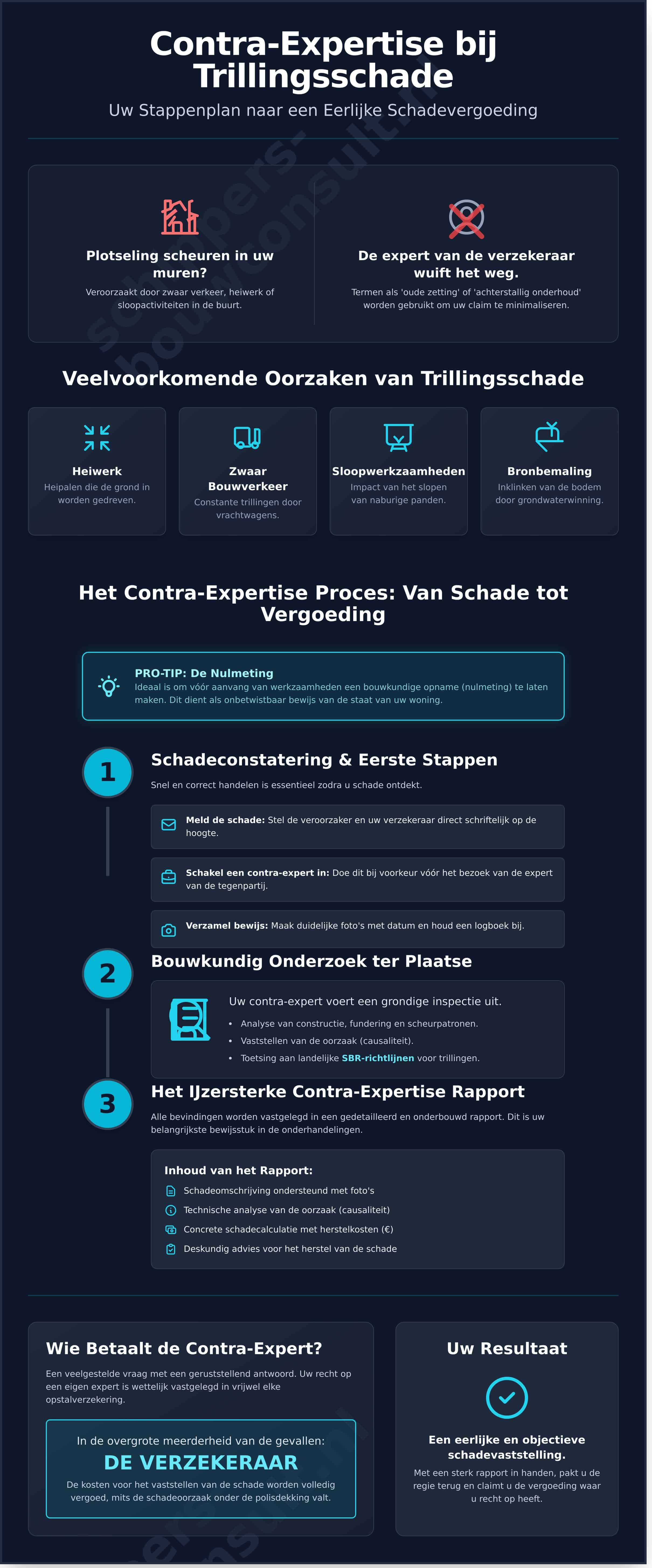 Contra-expertise bij Trillingsschade: Uw Gids voor een Eerlijke Vergoeding - Infographic