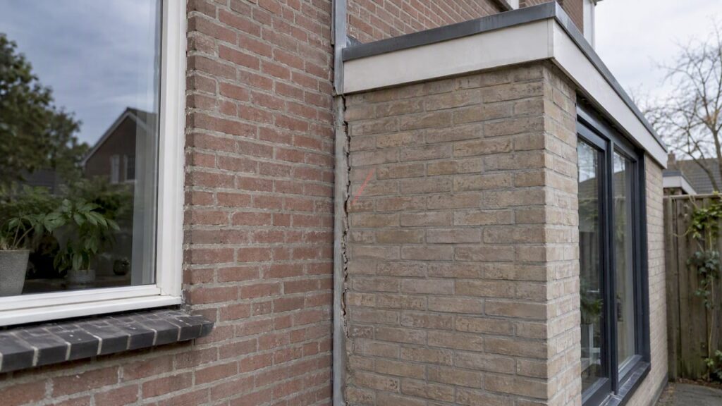 Scheur bij de aansluiting van een aanbouw